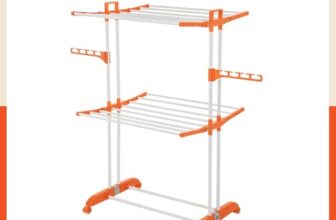 Bathla 2 Level Modular Cloth Drying Stand with Wheels – Rustproof Portable Steel Laundry Rack (Orange – Medium) – Clothes Dryer for Balcony, Indoor & Outdoor Use