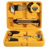 Deli DL1011J 11 Piece Household Tool Kit Portable & Compact with Test Pen Electrical Tape Measure Tape Screwdrivers Utility Knive 5-Hex Keys and Storage Box for DIY Home Repair (Yellow)