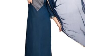 ANNI Designer Women’s Ruby Cotton Embroidered Straight Solid Kurta with Palazzo & Dupatta (Label KEROSIN-VKS04_M_Cerosin_Medium)
