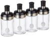 Amazon Brand – Solimo Borosilicate Glass Sauce Jar with Dipper, Set of 4 (250 Ml Each),Black
