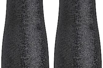 Amazon Brand – Solimo Stainless Steel Fridge Water Bottles | Set of 2 | Textured Finish | 1 L | Black