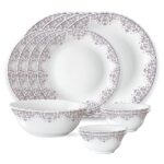 Larah by Borosil Lark Fluted Series Opalware Dinner Set | 13 Pieces for Family of 4 | Microwave & Dishwasher Safe | Bone-Ash Free | Crockery Set for Dining & Gifting | Plates & Bowls | White
