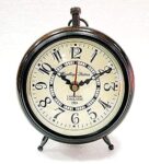Handmade Antique Wooden Table Top Clock Desk Clock – Unique Priced Antique Style Roman Number Home & Office Study Living Room Decoration Gift Item (Brown)