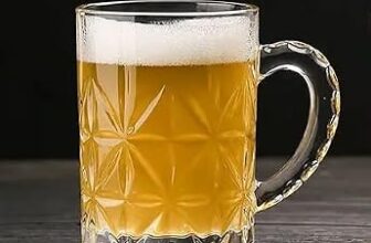 TIENER Italian Premium Glass Beer Mug | Pack of 1, 420ml | Beer Glasses Serve Ales and Lagers, Freezer Beer Mugs for Birthdays, Housewarming Parties (1, Design Beer Mug 420ML)