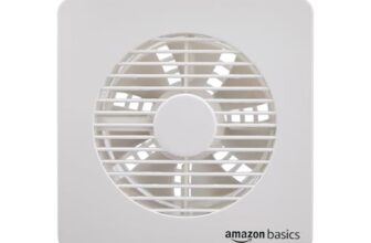Amazon Basics Axial 6” Fan | 22W | 7 Blades | 135 mm Sweep | 7.5 dB Low Noise | Window Mount | Wall Switch Control | White Plastic Body