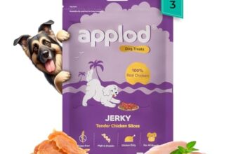 Applod Tender Chicken Jerky Slices Dog Treats for Puppies & Adult Dogs | Made with Real Chicken Breast | High-Protein Low-Fat Grain-Free Dog Snacks | Pack of 3 | 50g x 3
