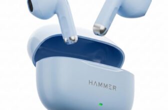 HAMMER New Ultra pods 2026 TWS Wireless Bluetooth Earbuds with Inbuilt Mic, 100H Standby Time, 50H Playtime, USB Type-C, 13mm Dynamic Drivers, BT v6.0, IPX5 Water-Resistant Earphones (Blue)