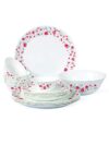 Cello Imperial Red Rose Fantasy Opalware Dinner Set, 19 Pieces, White