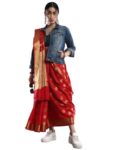 AKHILAM Women’s Banarasi silk Floral Saree With Unstitched Blouse Piece(Red_2RAWS9030_SNK)