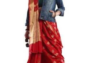 AKHILAM Women’s Banarasi silk Floral Saree With Unstitched Blouse Piece(Red_2RAWS9030_SNK)