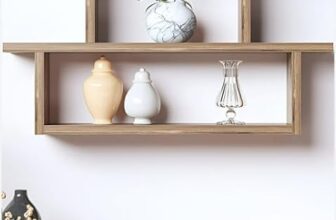 Furniture Café Modern Wooden Wall Mounted Shelf – Multi-Tier Display Rack for Living Room, Bedroom, and Office Décor (Brown)