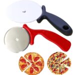 2Pcs Stainless Steel Large Pizza Cutter | Premium Pizza Cutter – Ideal for Cutting Pizza/Sandwich/Breads/Burger/Paratha | Rotating Slicer(Black,red)