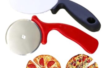 2Pcs Stainless Steel Large Pizza Cutter | Premium Pizza Cutter – Ideal for Cutting Pizza/Sandwich/Breads/Burger/Paratha | Rotating Slicer(Black,red)