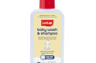 LuvLap Baby Wash & Shampoo -400ml, Milky Soft Head to Toe Wash With Oatmeal & Shea Butter, Paraben Free, Tear Free, Rich Moisturised Skin & Soft Hair, 2 in 1 Baby Body Wash, Dermatologically Tested
