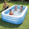 Btag Premium Inflatable Family Swimming Pool for Kids & Adults | Extra-Large 10 Feet 3-Layer Striped Bath Tub Without Pump, 120×72×22 Inch for Home & Outdoor Use