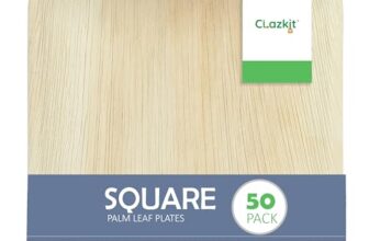 Clazkit 50 Pack Areca Square Palm Leaf Plates| Like Wooden Bamboo | Eco Friendly, Biodegradable, Use and Throw Small Dona | for Serving Pasta, Soup & Snacks | Birthday, Wedding & Party (6″ X 6″)