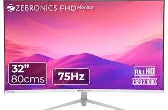 Zebronics Ac32Fhd Led Curved 75Hz 80Cm (32″) (81.28 Cm) 1920X1080 Pixels Fhd Resolution Monitor With Hdmi + Vga Dual Input, Built-In Speaker, Max 250 Nits Brightness, White