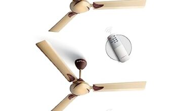 LONGWAY Creta P2 1200 mm/48 inch Remote Controlled 3 Blade Anti-Dust Decorative Star Rated Ceiling Fan (Golden, Pack of 2)