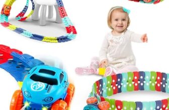 Amazon Brand – Jam & Honey – Monster Wheels Track Set – 102 Pcs Anti Gravity Toy Endless DIY Flexible Bends Track with Light-Up Mini Monster Truck for Kids’ Racing Adventure