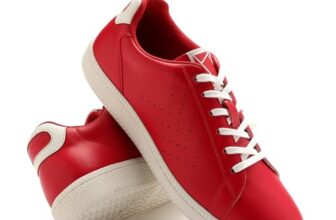hummel Classic Pinnacle Casual Sneaker for Women Lightweight Breathable with Enhanced Comfort Cushioned Insole and Slip-Resistant Work and Play Casual Shoes- UK 4 Red & Whtie