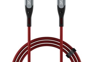 boAt Type C to C 65W Fast Charging Cable with 480 Mbps Data Transfer, Tangle-Free Cable in Premium Nylon Braided Design (Martian Red)