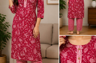 SHIFA TRADING Women Printed Straight Kurta(Red)