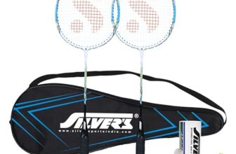 Silver’s Aluminium Defender Badminton Kit (2 Racquets with Full Cover, 1 Box Plastic Shuttlecock Pack of 3)(Blue/White)