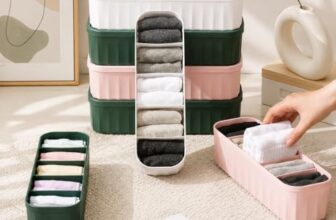 Stewit® 4-Piece Plastic Wardrobe Storage Boxes and Drawer Divider Set for Underwear, Socks, Ties, and Scarves, Multicolor
