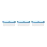 SimpArte 360° AirTight Kitchen Storage Container Set for Rice|Dal|Atta|Flour|Cereals|Pulses|Snacks, Stackable|BPA Free|Modular Design|Set of 3 (525 ml), Sky Blue