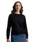 Jockey A191 Women’s Super Combed Cotton French Terry Fabric Printed Sweatshirt_Black_S