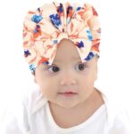 BabyMoon Beanie Floral Bow Baby Boy’s & Girl’s Cap Kids | Toddler Infant Hat | Orange | 6-48 Months
