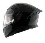 Axor Apex Solid ISI ECE DOT Certified Glossy Black Full Face Dual Visor Helmet for Men and Women with Pinlock Fitted Outer Clear Visor and Inner Smoke Sun Visor Black(L)