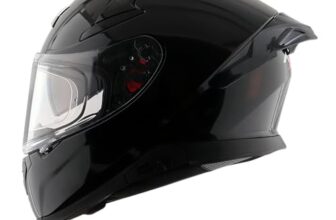 Axor Apex Solid ISI ECE DOT Certified Glossy Black Full Face Dual Visor Helmet for Men and Women with Pinlock Fitted Outer Clear Visor and Inner Smoke Sun Visor Black(L)