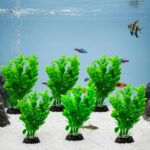 Foodie Puppies Aquarium Plastic Plant Green Artificial (Ficus Plant, Small, 10 x 4 x 11 cm) with Resin Base | Decorative Fish Tank Ornament for Freshwater & Saltwater Tanks (Set of 6)