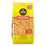 DiSano Fusilli Pasta 1kg, Healthy Pasta, Made with 100% Durum Wheat Semolina, 100% Suji, No Maida, Source of Protein & Fibre, Non-Sticky