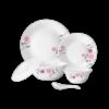 Larah by Borosil Pack of 34 Opalware Galaxy Dahlia Crockey Gifting, Plate & Bowl Dinner Set(Pink, Microwave Safe)