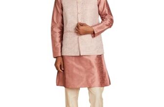 Amazon Brand – Symbol Men’s Polyester Kurta Bundi Churidar Set_SY-A23-MNA-BFKC-116_Pink_2XL, Regular Fit