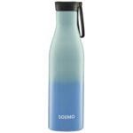Amazon Brand – Solimo 850ml Stainless Steel Vacuum Insulated Bottle with Carry-on Strap | Double-Wall Insulation, Leak-Proof, 24 Hours Hot and Cold | for Work, Home, Commute and Travel | Blue & Green