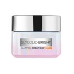 L’Oreal Paris Glycolic Bright Glowing Day Cream, Overnight Brightening Cream, Glycolic Acid in Gel-Like Cream Texture, that Visbily Minimizes Spots & Reveals Glowing skin, 15ml