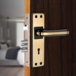 Milton Iron MHI-Liner Black.Gold 7 Inch Iron Mortise Lock Set with Lock Handle,Finish, Black Gold 175 mm x 40 mm Plate, 100mm Handle Length, Includes Keys and Screws