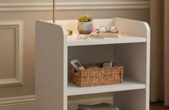 CraftOnline Modern End Table with 2 Open Shelves | Multipurpose Bedside Table, Nightstand, Sofa Side Table, Living Room,Bedroom Storage Organizer, Home Office Apartment & Guest Room.