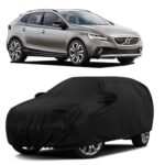 Sulfar 100% Water Resistant Car Body Cover Compatible with Mirror & Antenna Pockets for Volvo V40 (Triple Stitched, Full Bottom Elastic, Black)