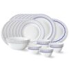 Larah by Borosil Jazzblue Fluted Series Opalware Dinner Set | 27 Pieces for Family of 6 | Microwave & Dishwasher Safe | Bone-Ash Free | Crockery Set for Dining & Gifting | Plates & Bowls | White