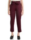 Amazon Brand – Symbol Women’s Tapered Paper Bag Trousers (High Rise Ankle Length | with Self Fabric Belt) (CT-19 Cont_Purple_30)
