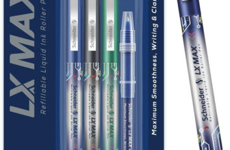 Luxor Schneider LX MAX | Cone Tip | 0.5 mm | 1000+ Meters Writing Length | German Technology Roller Ball Pen(Pack of 3, Ink Color – Multicolor)