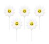 TREND N ART Smiley Flower Birthday Candles for Cake Decoration, Pack of 5, Flower Shape Decorative Cake Candles, Natural Wax Party Candles for Birthday, Anniversary, Baby Shower & Celebration (White)