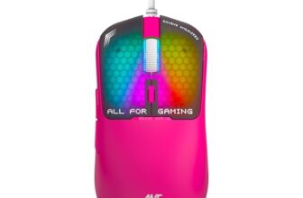 Ant Esports Virtus100 Wired RGB Gaming Mouse | Light Weight |6D Durable Buttons | High Performance Up to 12800 DPI 1000Hz Polling Rate | AI Sensor | 20M Click | Software Support Esports Mouse_ Pink
