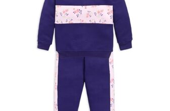 LuvLap Baby Girls Full Sleeve Sweatshirt & Pyjama Set Pack Of 1, Cotton Rich Fleece, Purple, M (3 to 6 Months)