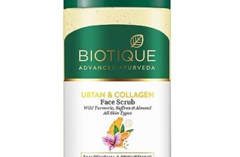 Biotique Ubtan & Collagen Tan Removal Face Scrub for Lighter, Even-Toned and Glowing Skin with Turmeric, Saffron & Almond|For Men & Women-25ml
