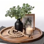 ELTNEGSA Round Acacia Wood Tray – Decorative Tray for Kitchen, Dining Room, Coffee Table & Home Decor